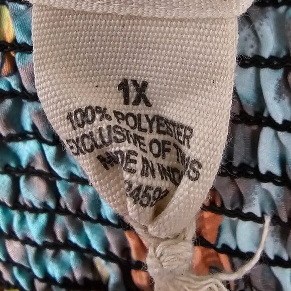 NWT Gypsie Blue Orange Green Animal Print Strapless Midi Dress Boho 1X - Picture 8 of 11